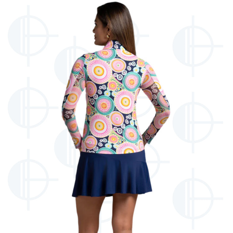 Mock Leona Print 1/4 Zip LS Ibkul