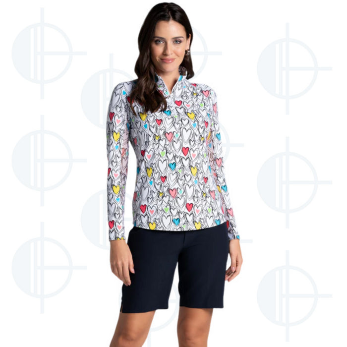 Mock Millie Print 1/4 Zip LS Ibkul