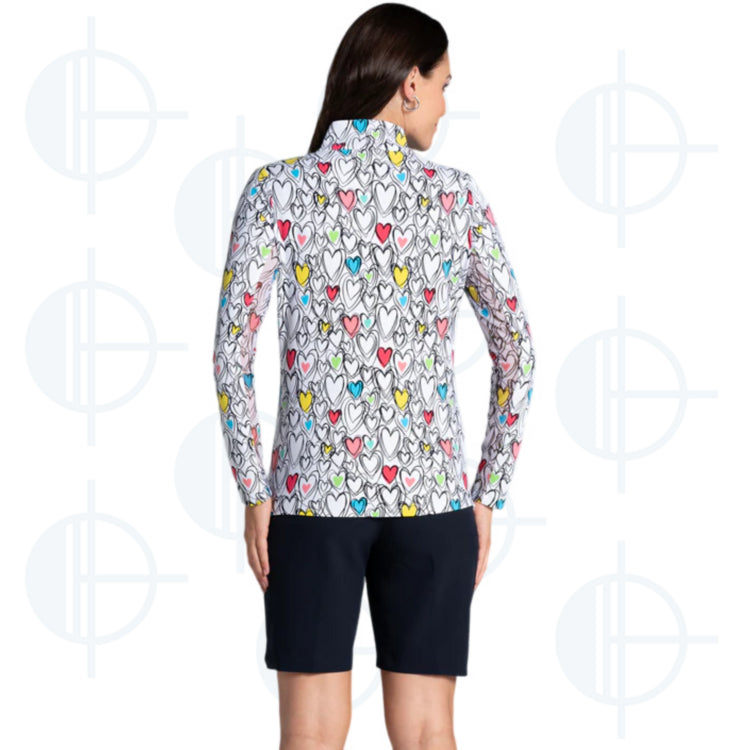 Mock Millie Print 1/4 Zip LS Ibkul