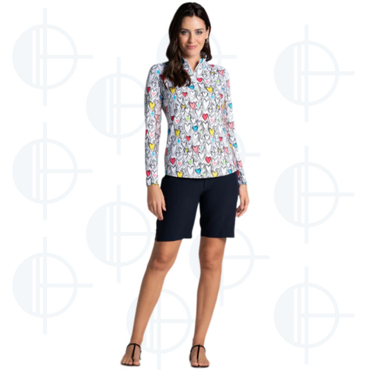 Mock Millie Print 1/4 Zip LS Ibkul