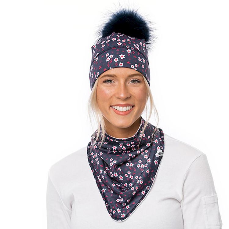 Tuque a pompom Petites Fleurs