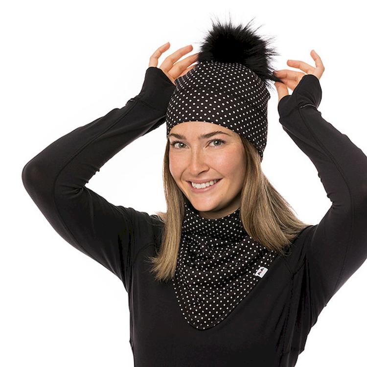 Polka dot pompom beanie