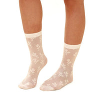 Chaussettes transparentes motifs fleurs Rachel