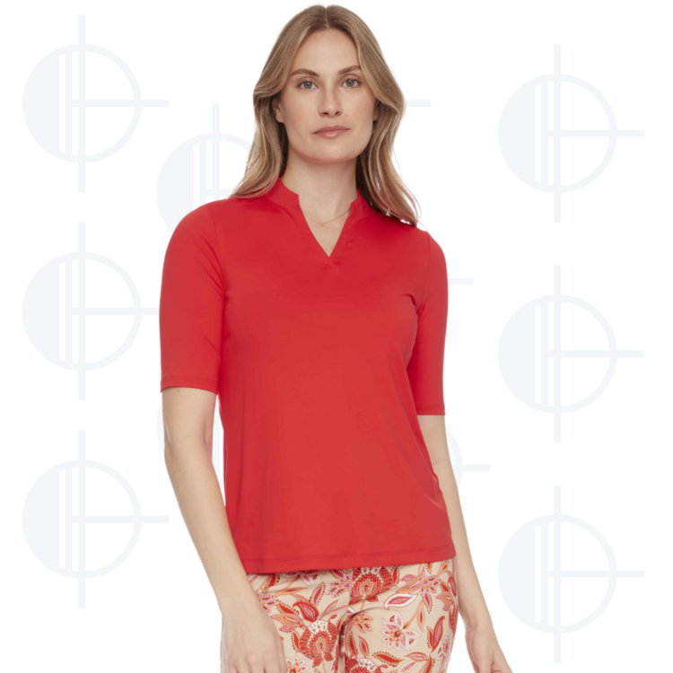 Solid V-Neck Velocity Swing Control Polo Shirt