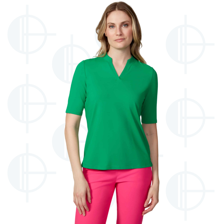 Solid V-Neck Velocity Swing Control Polo Shirt