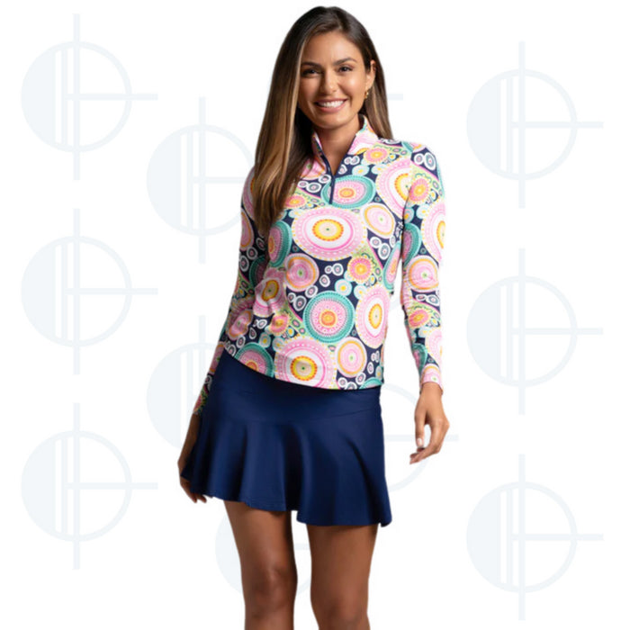 Mock Leona Print 1/4 Zip LS Ibkul