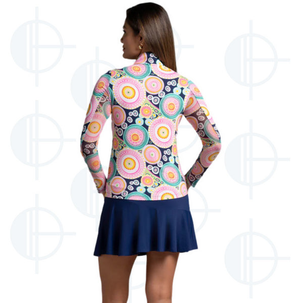 Mock Leona Print 1/4 Zip LS Ibkul