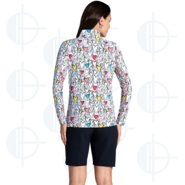 Mock Millie Print 1/4 Zip LS Ibkul