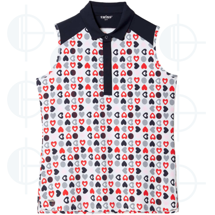 Polo sans manche Navy Hearts Swing Control