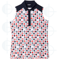 Polo sans manche Navy Hearts Swing Control