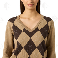Pullover Argyle V-Neck Daily Sports